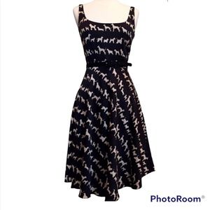 Summer Black Sleeveless Fit & Flare Dog Print Trina Turk Dress